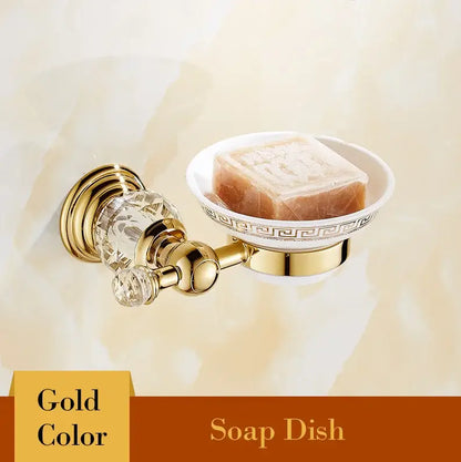Luxury gold & crystal bathroom set hardware accessories