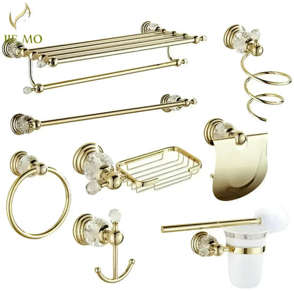 Luxury gold & crystal bathroom set hardware accessories