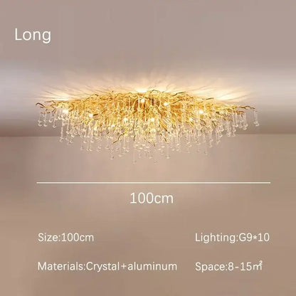 Luxury gold crystal branch chandelier dining room light