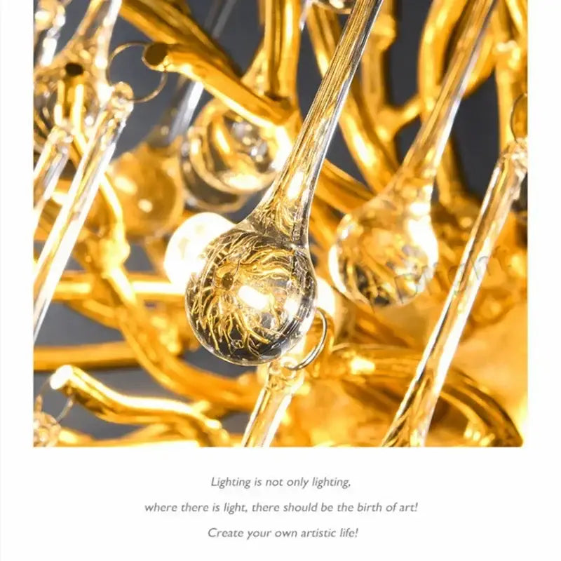 Luxury gold crystal branch chandelier dining room light