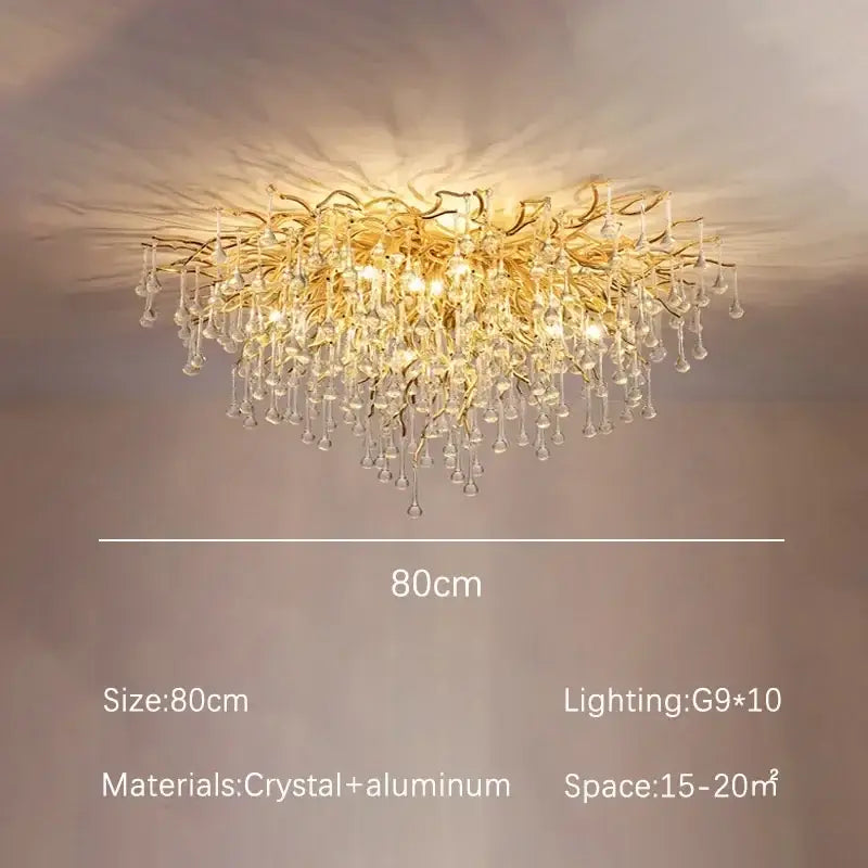 Luxury gold crystal branch chandelier dining room light