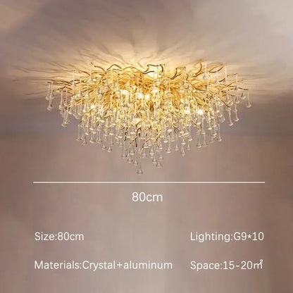 Luxury gold crystal branch chandelier dining room light