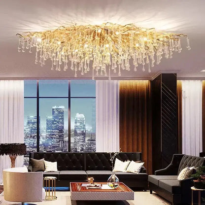 Luxury gold crystal branch chandelier dining room light