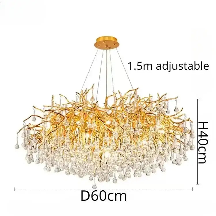 Luxury gold crystal branch chandelier dining room light