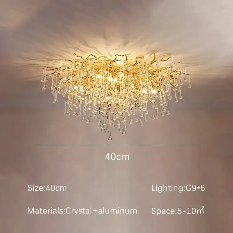 Luxury gold crystal branch chandelier dining room light