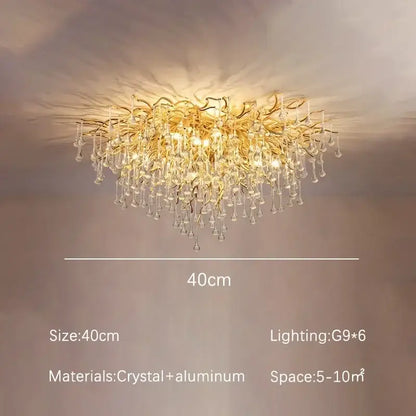 Luxury gold crystal branch chandelier dining room light