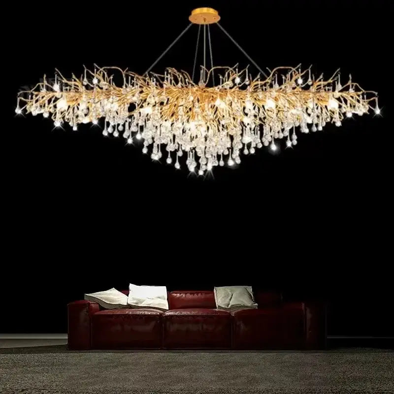 Luxury gold crystal branch chandelier dining room light
