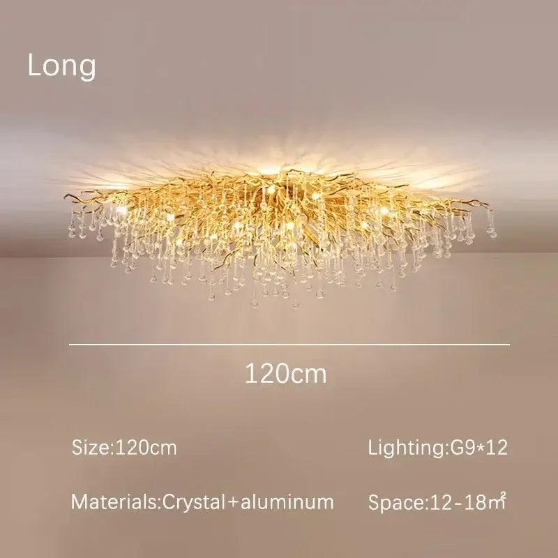 Luxury gold crystal branch chandelier dining room light