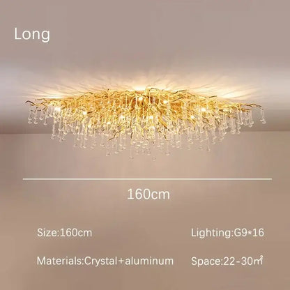 Luxury gold crystal branch chandelier dining room light