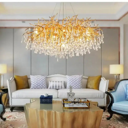 Luxury gold crystal branch chandelier dining room light