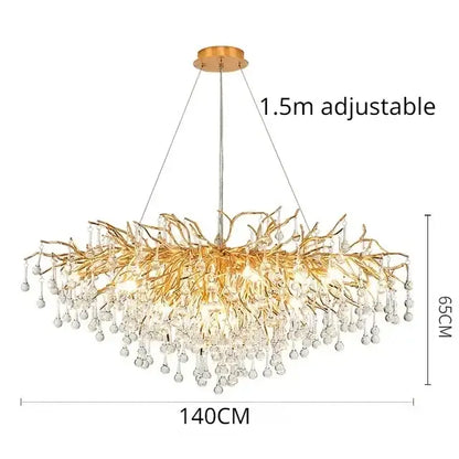 Luxury gold crystal branch chandelier dining room light