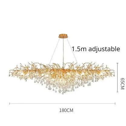 Luxury gold crystal branch chandelier dining room light