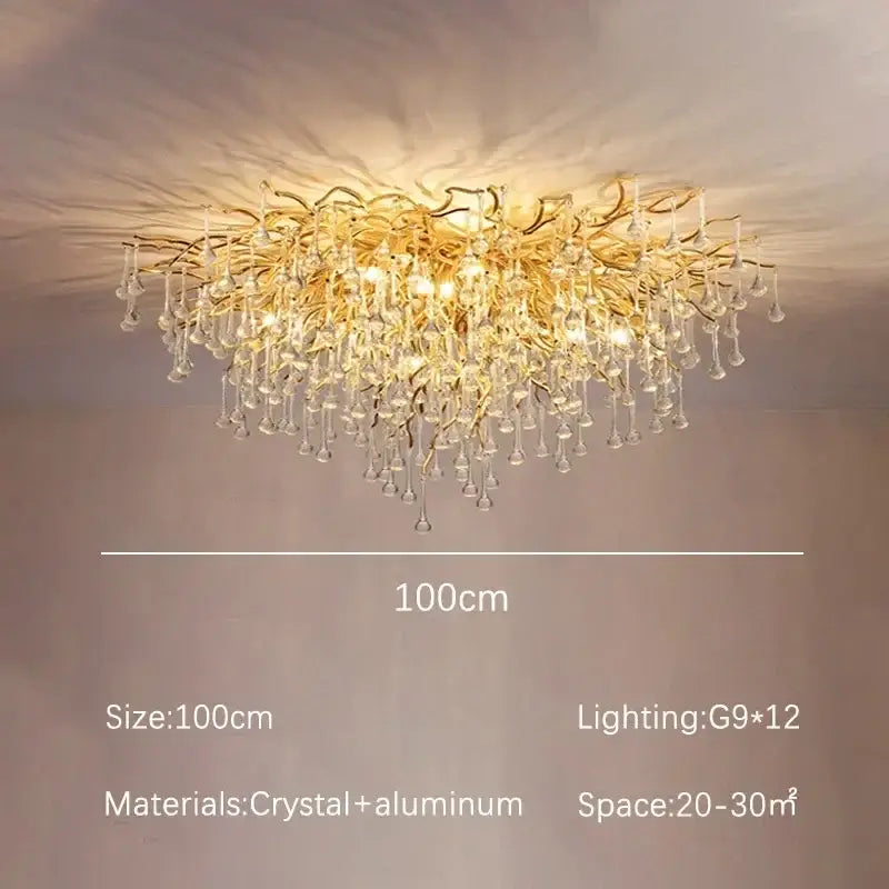 Luxury gold crystal branch chandelier dining room light