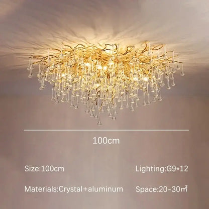 Luxury gold crystal branch chandelier dining room light