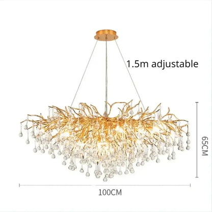 Luxury gold crystal branch chandelier dining room light