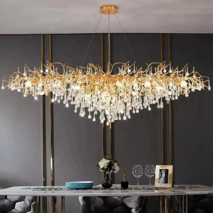 Luxury gold crystal branch chandelier dining room light