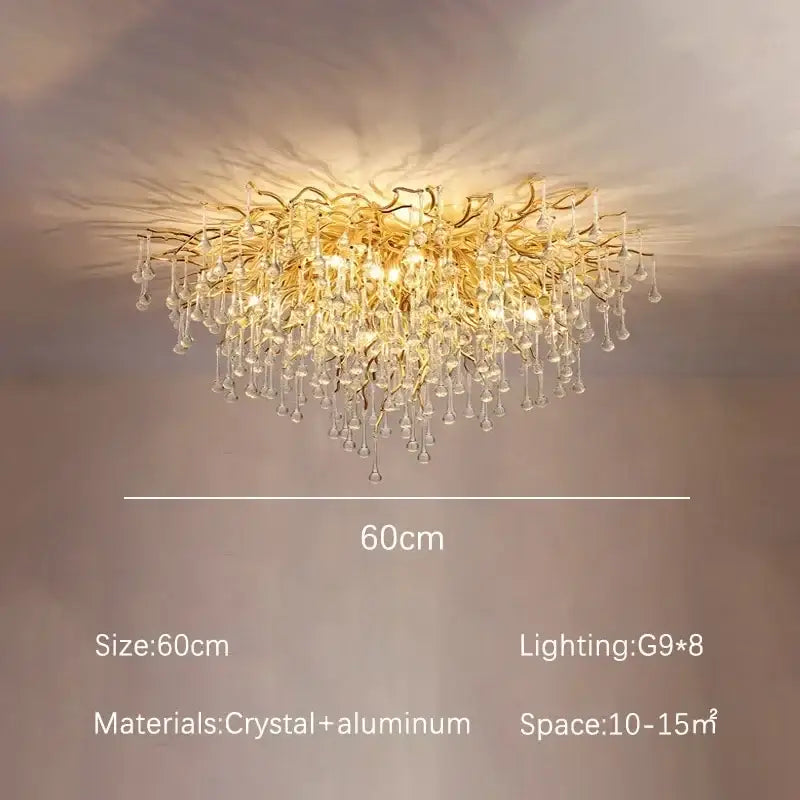 Luxury gold crystal branch chandelier dining room light