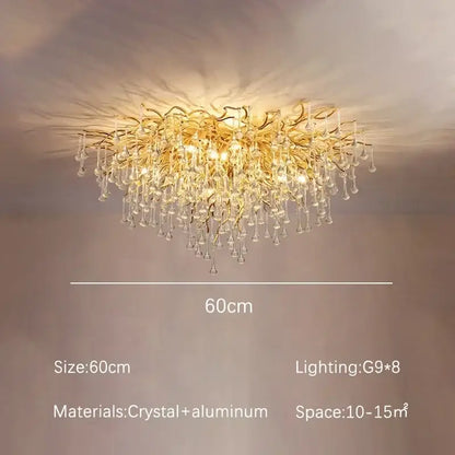 Luxury gold crystal branch chandelier dining room light