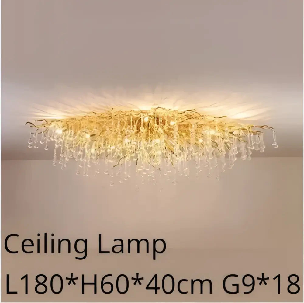 Luxury gold crystal branch chandelier dining room light