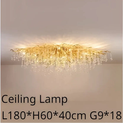 Luxury gold crystal branch chandelier dining room light