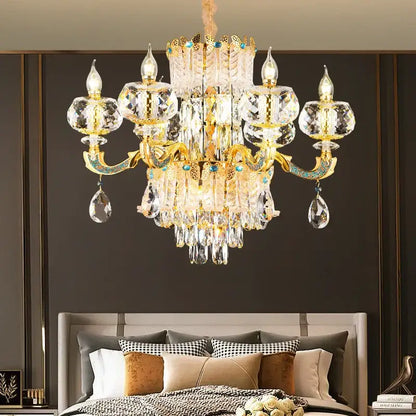 Luxury gold crystal candle chandelier for dining room