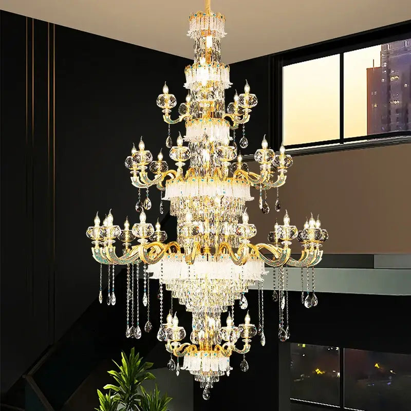 Luxury gold crystal candle chandelier for dining room