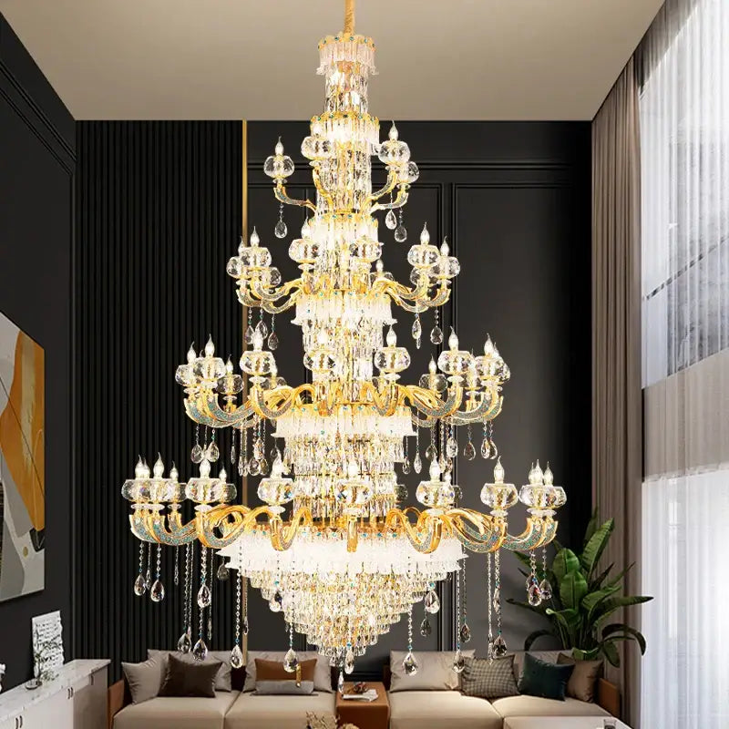 Luxury gold crystal candle chandelier for dining room