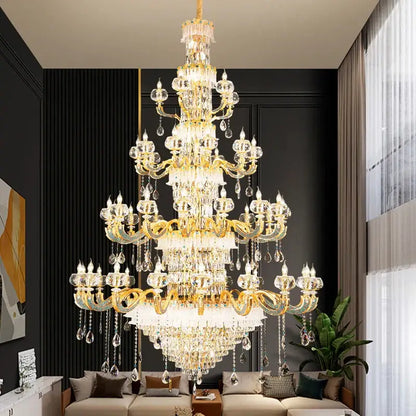 Luxury gold crystal candle chandelier for dining room
