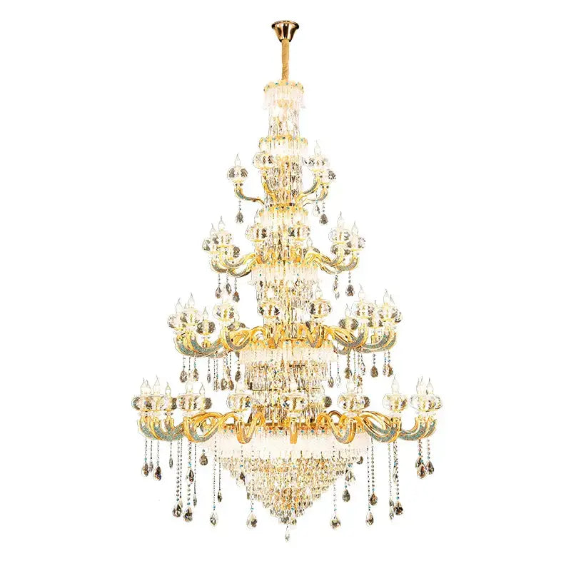 Luxury gold crystal candle chandelier for dining room