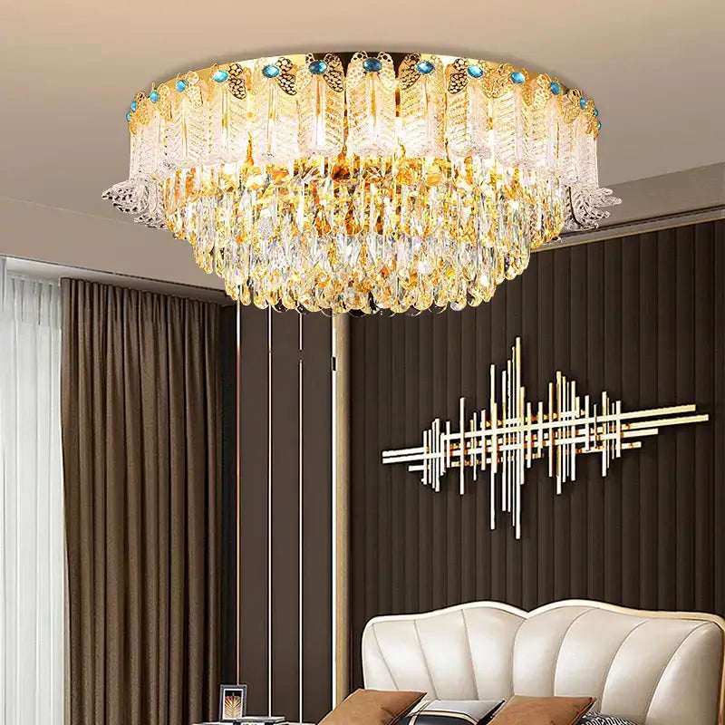 Luxury gold crystal candle chandelier for dining room
