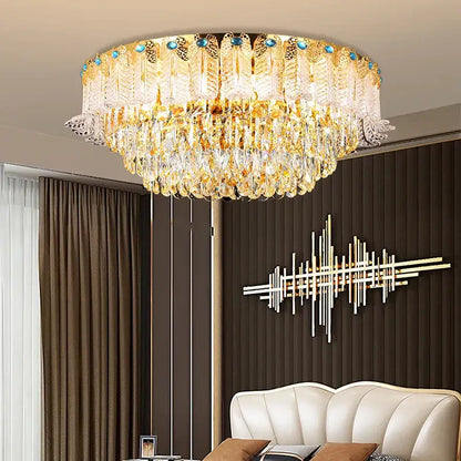 Luxury gold crystal candle chandelier for dining room