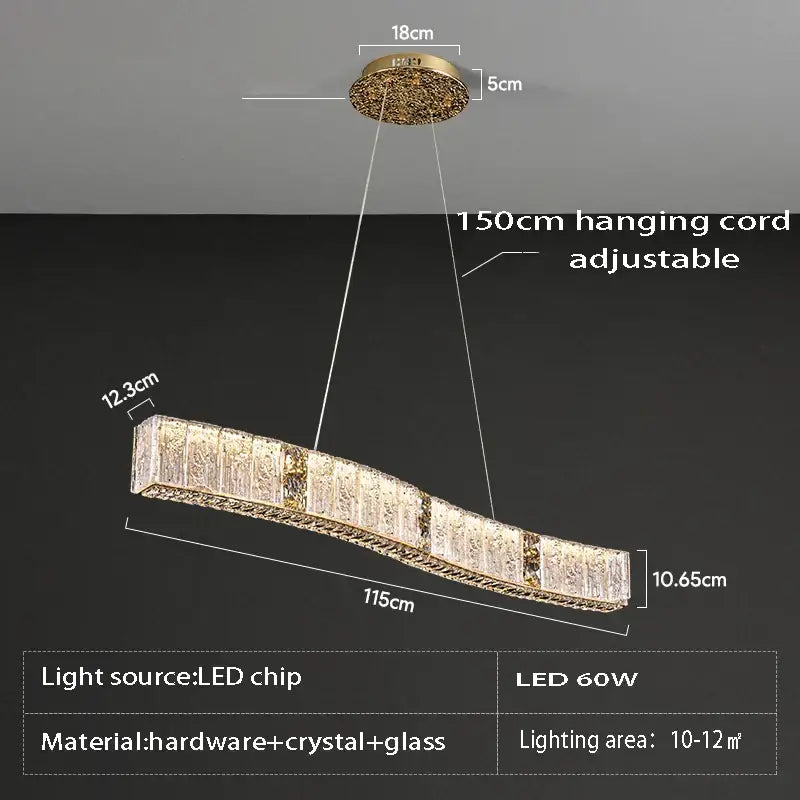 Luxury gold crystal ceiling chandelier dining room double ring led