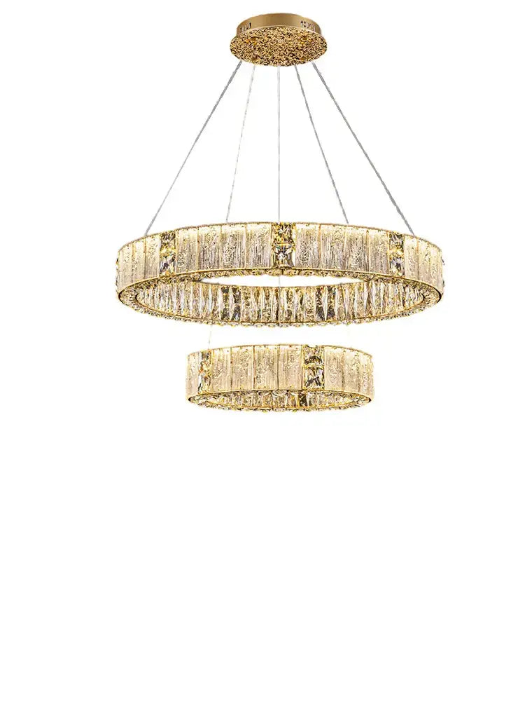 Luxury gold crystal ceiling chandelier dining room double ring led