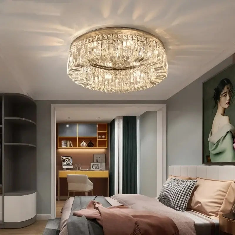 Luxury gold crystal ceiling chandelier dining room pendant light