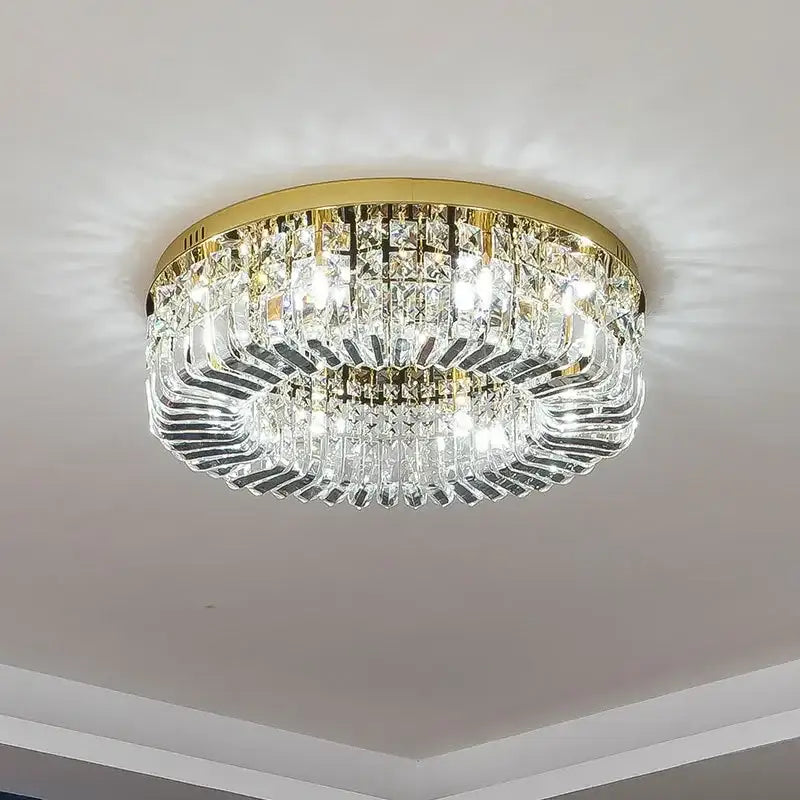 Luxury gold crystal ceiling chandelier dining room pendant light