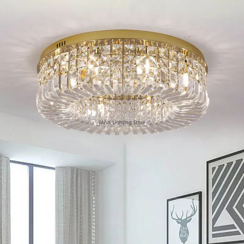 Luxury gold crystal ceiling chandelier dining room pendant light