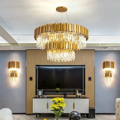 Luxury gold crystal ceiling chandelier living room artistic light