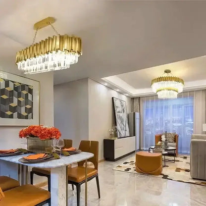 Luxury gold crystal ceiling chandelier living room artistic light