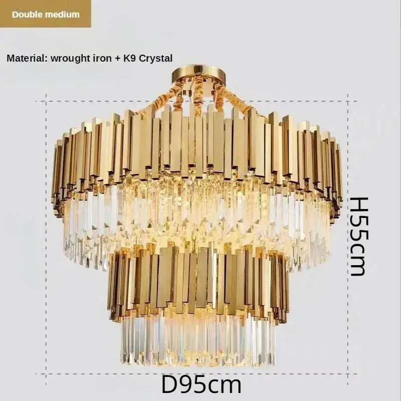 Luxury gold crystal ceiling chandelier living room artistic light