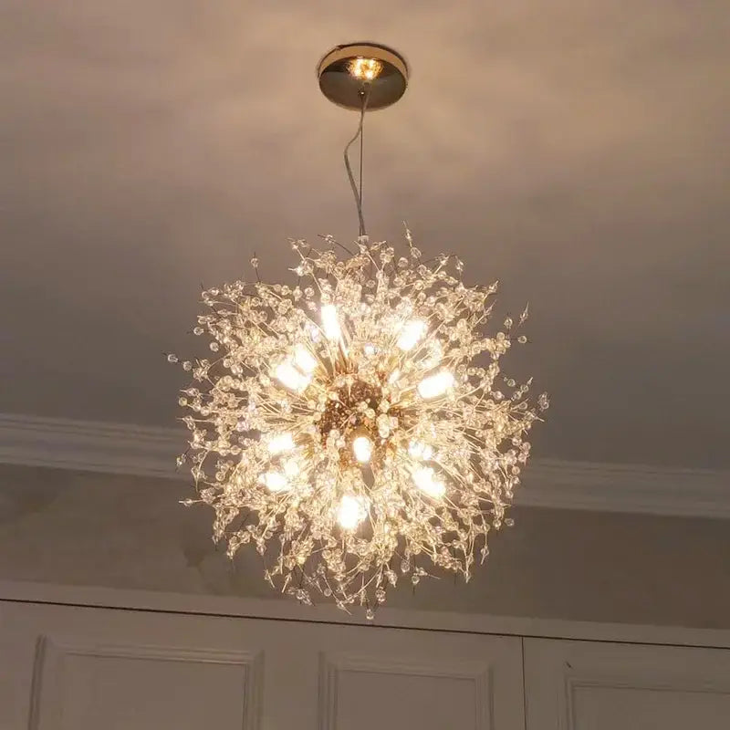 Luxury gold crystal dandelion chandelier living room light