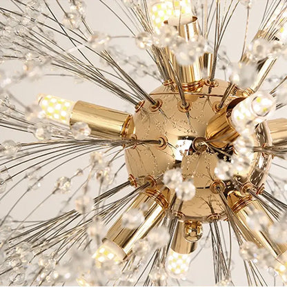 Luxury gold crystal dandelion chandelier living room light