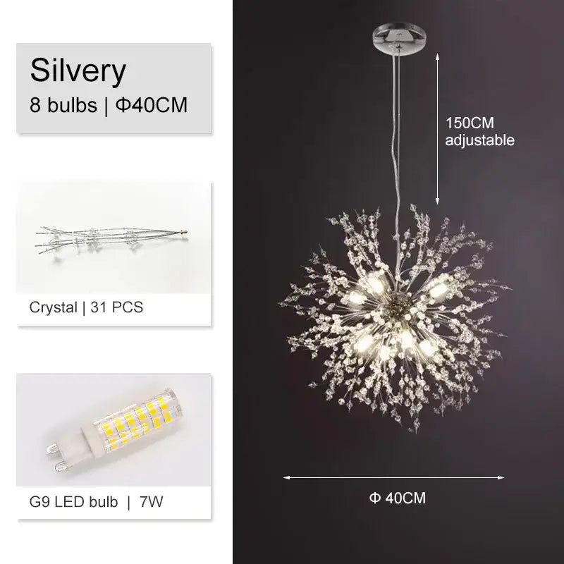 Luxury gold crystal dandelion chandelier living room light