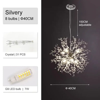 Luxury gold crystal dandelion chandelier living room light