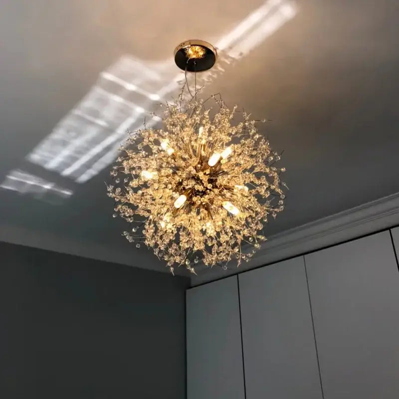 Luxury gold crystal dandelion chandelier living room light