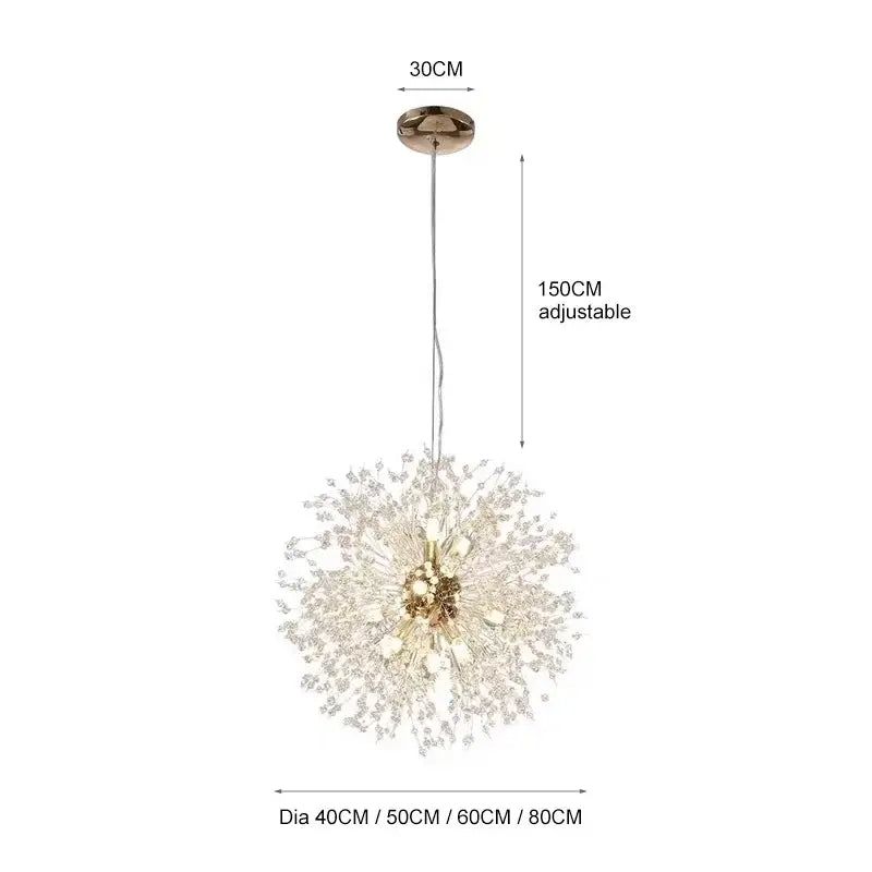 Luxury gold crystal dandelion chandelier living room light
