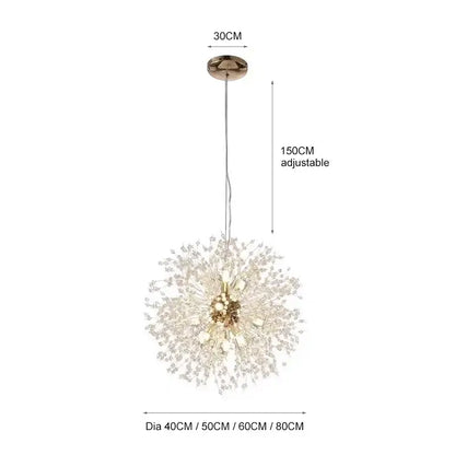 Luxury gold crystal dandelion chandelier living room light