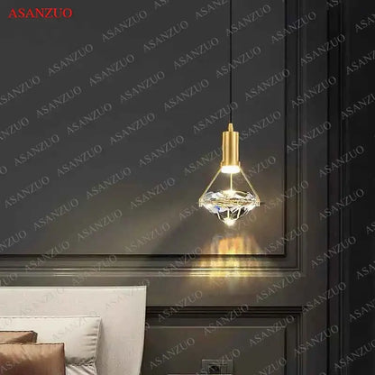 Luxury gold crystal diamond led wall sconce for bedroom lighting
