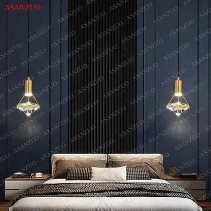 Luxury gold crystal diamond led wall sconce for bedroom lighting