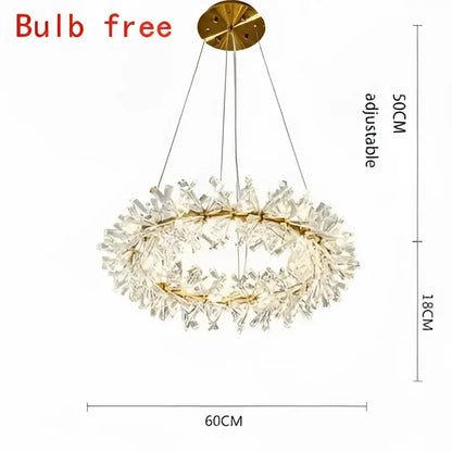Luxury gold crystal flower chandelier living room led light