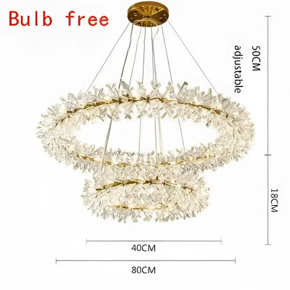 Luxury gold crystal flower chandelier living room led light